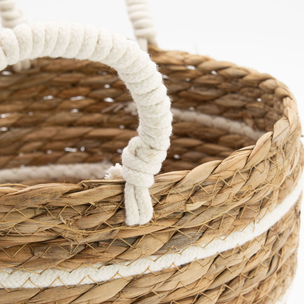 Cotton & Seagrass Large Baskets Set of 3 with Natural Stripes
