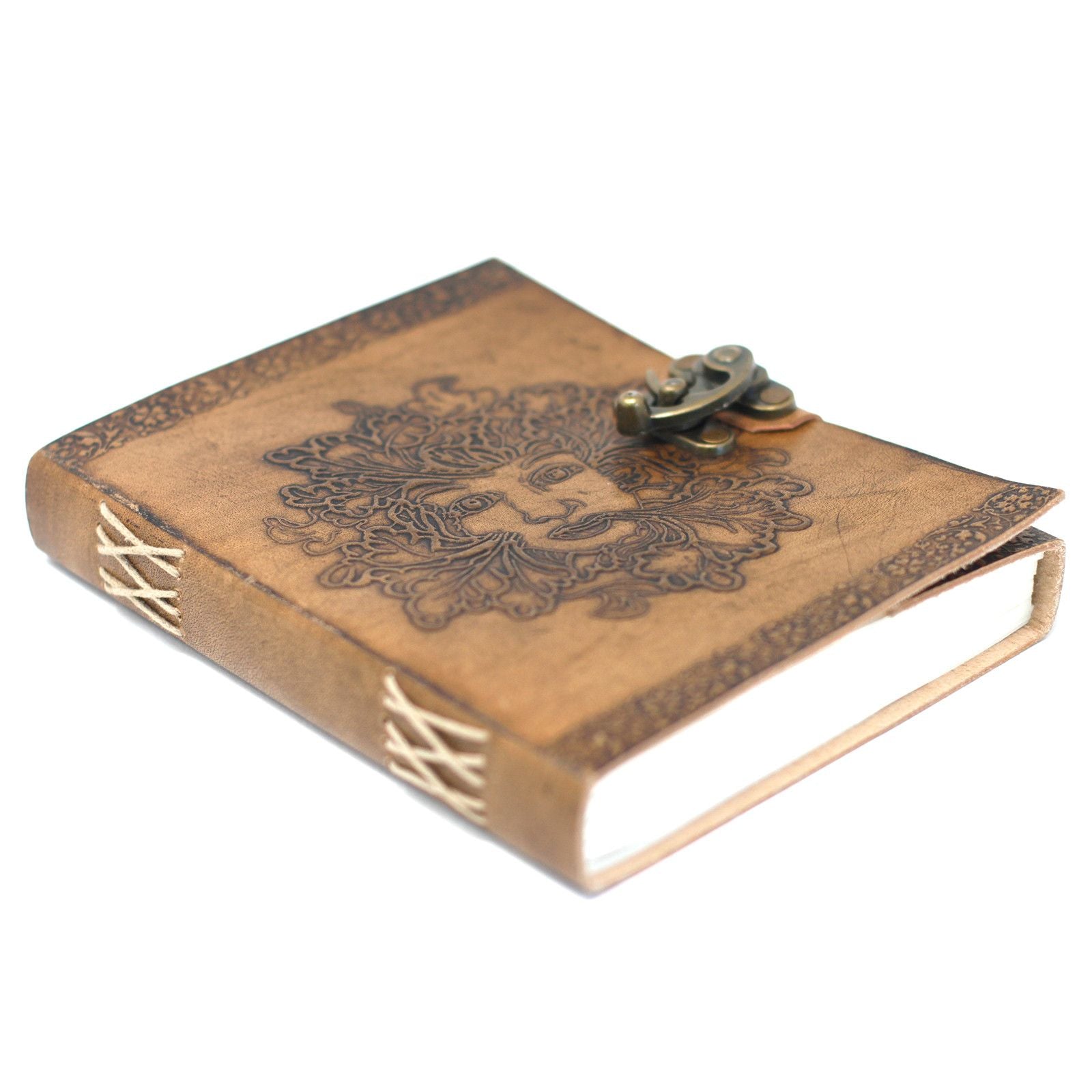 Leather Greenman Notebook with Buckles for Unique Journaling
