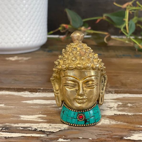 Medium Brass Buddha Figure with Head 8 cm Decorative Home Accent