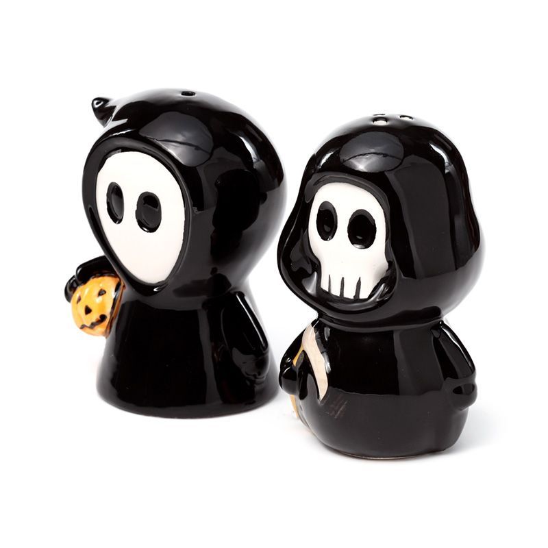Skull Boy & Ghost Boy Ceramic Salt & Pepper Set for Dining Use
