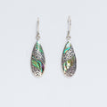 Shell and Silver Earrings in Long Teardrop Design with Abalone