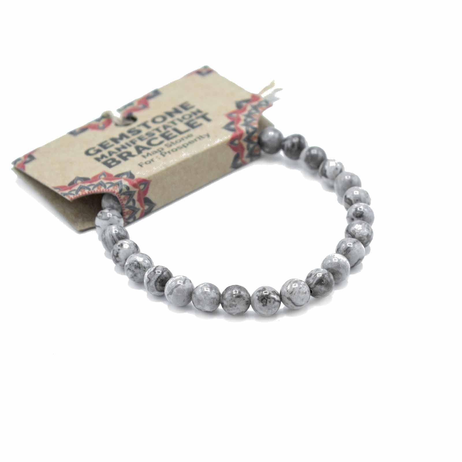 Gemstone Manifestation Bracelet with Map Stone for Prosperity