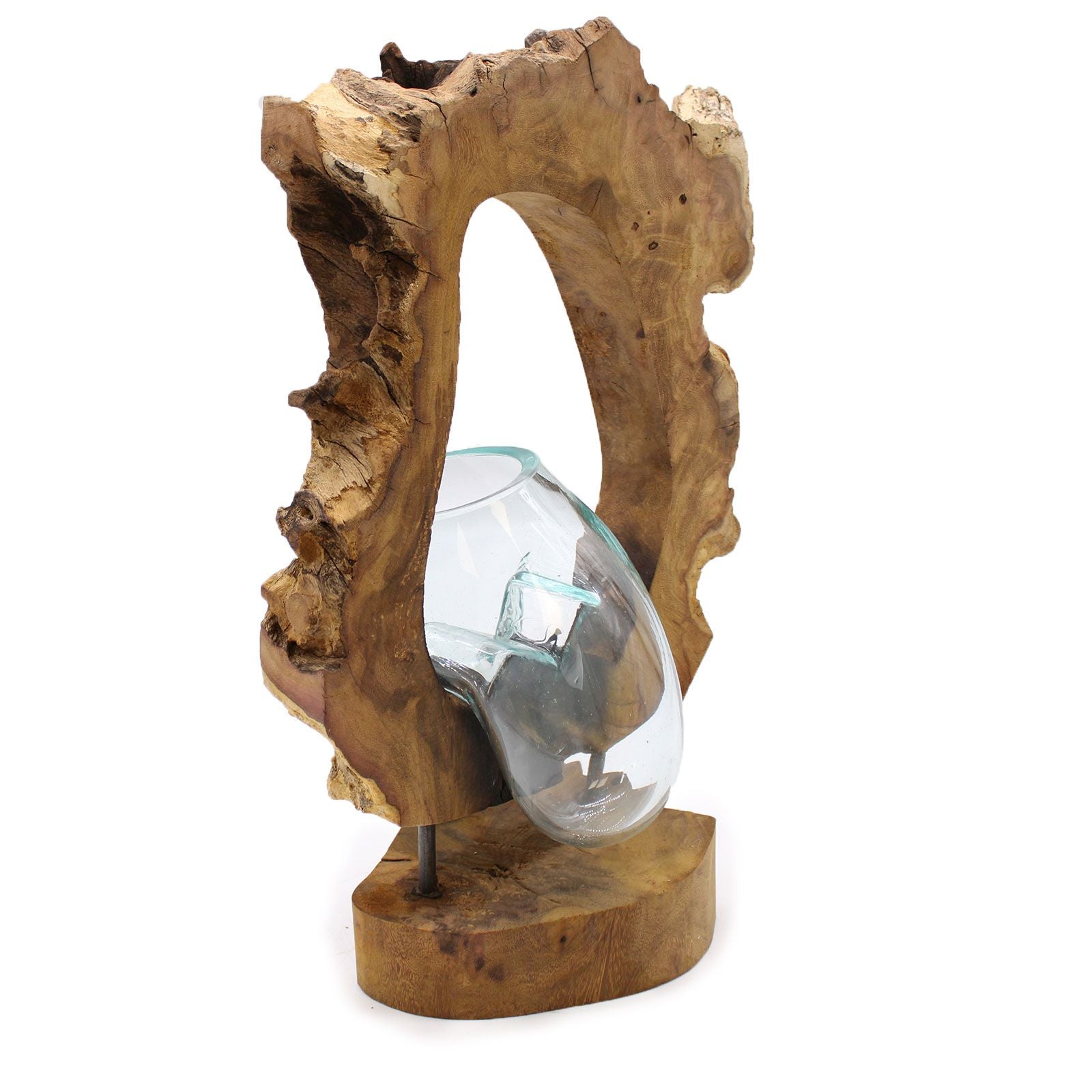 Molton Glass Hanging Art Vase on Wood for Home Decor Display