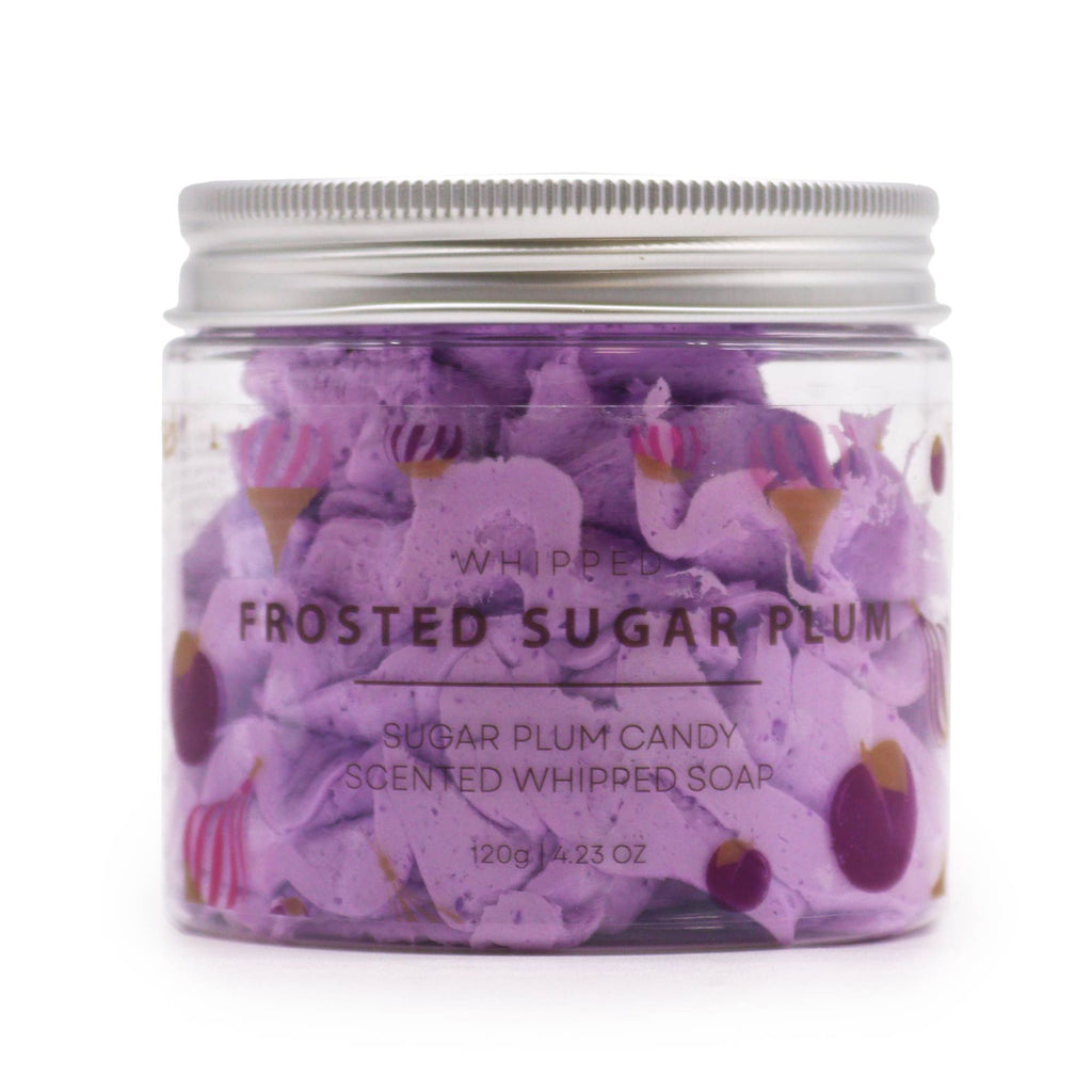 Frosted Sugar Plum Whipped Soap 120g with Glittering Finish