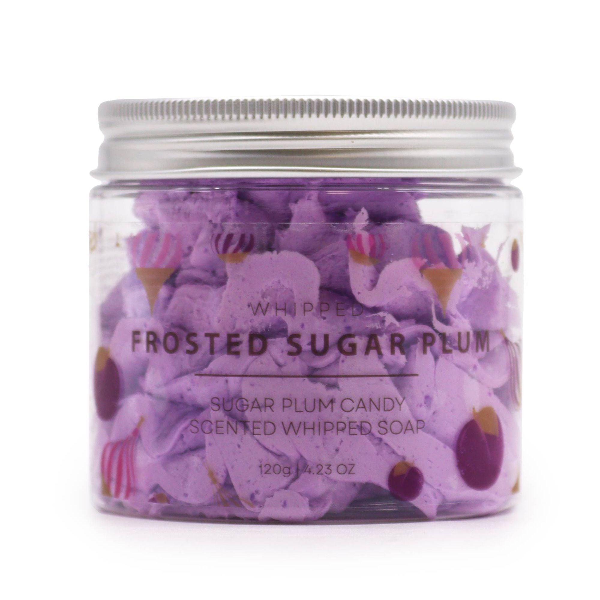 Frosted Sugar Plum Whipped Soap 120g with Glittering Finish