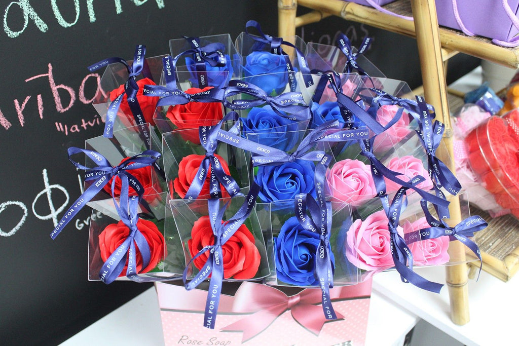 Single Blue Rose Luxury Soap Flower for Elegant Bathing
