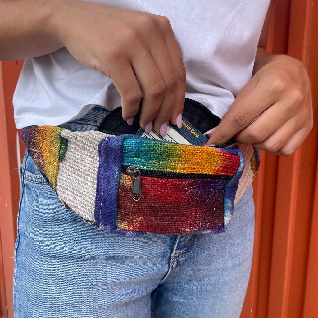 Tiedye Hemp Bum Bag with Adjustable Strap for Versatile Wear