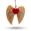Gold Xmas Angel Wing & Heart Decoration with White Detail