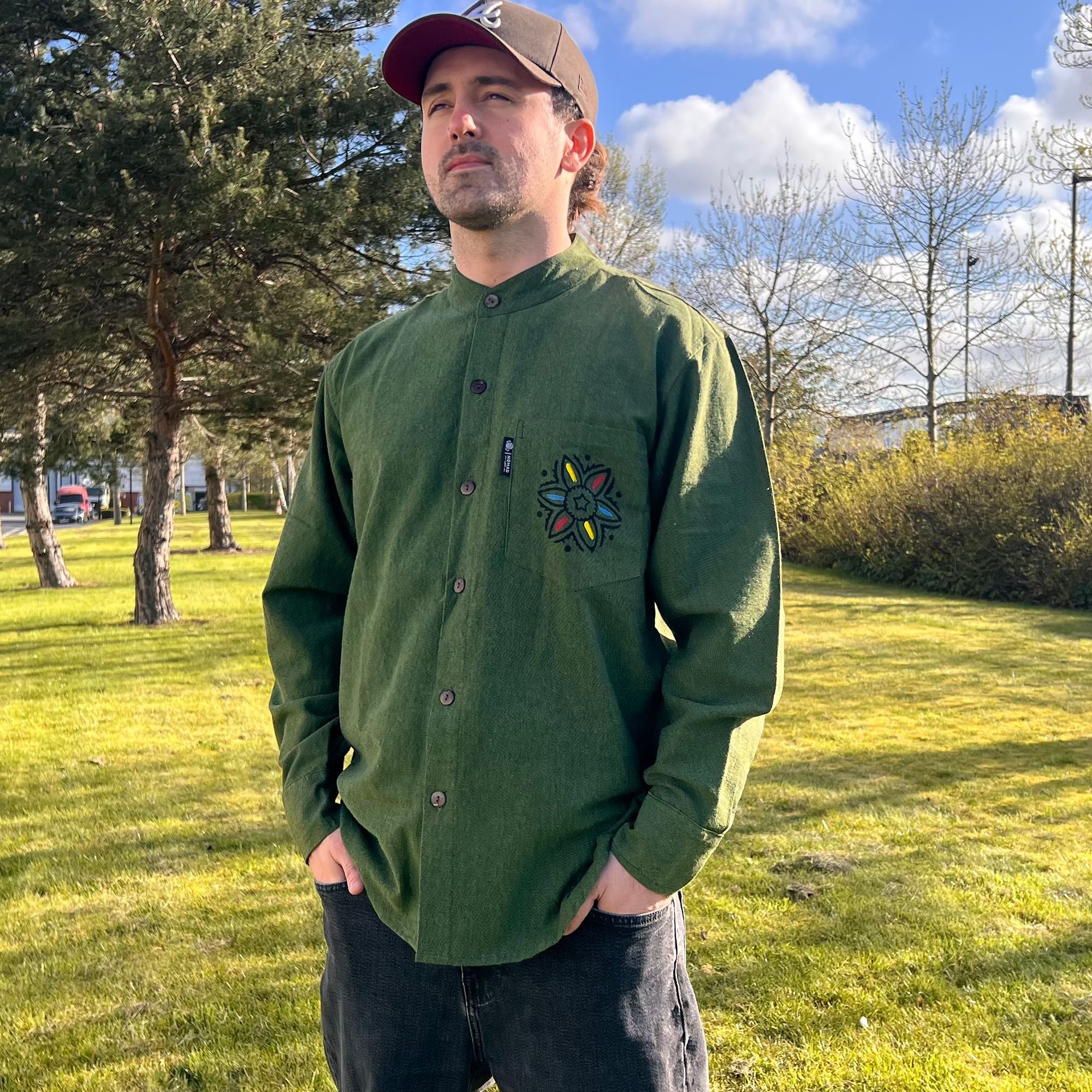 Nomad Sari Kathmandu Shirt in Forest Green for Casual Style