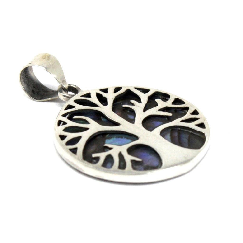 Tree of Life Silver Pendant 22mm with Abalone Design for Gifting