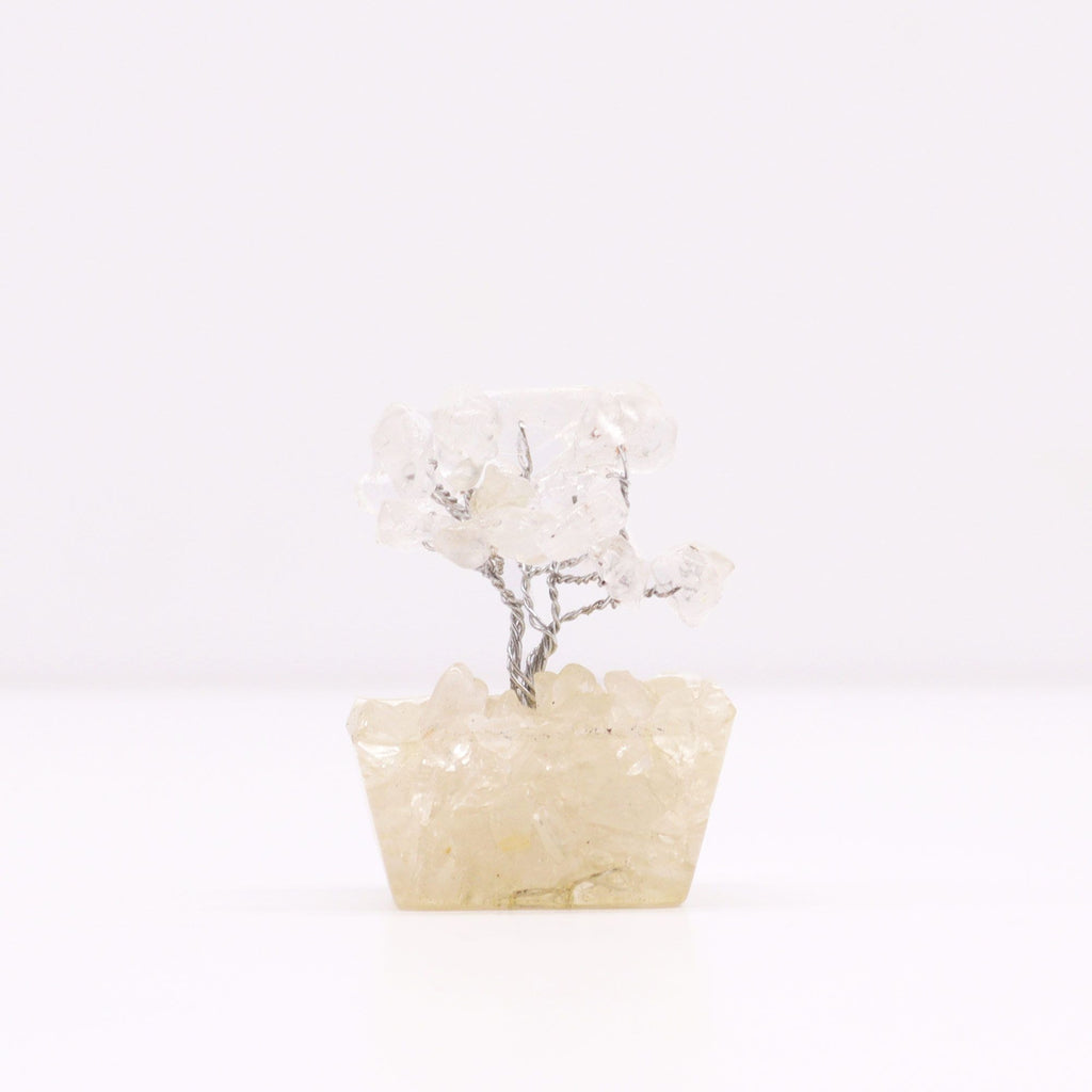 Mini Gemstone Tree on Orgonite Base with Rock Quartz and 15 Stones