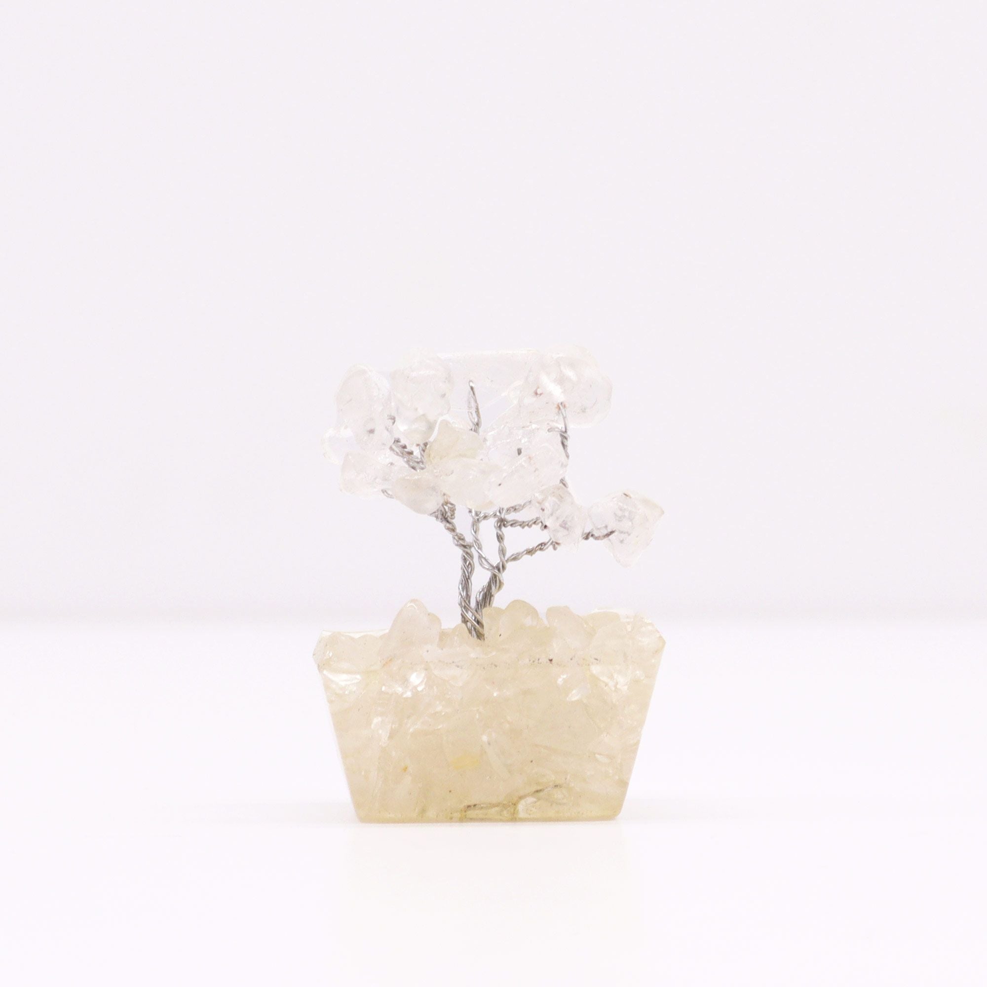 Mini Gemstone Tree on Orgonite Base with Rock Quartz and 15 Stones