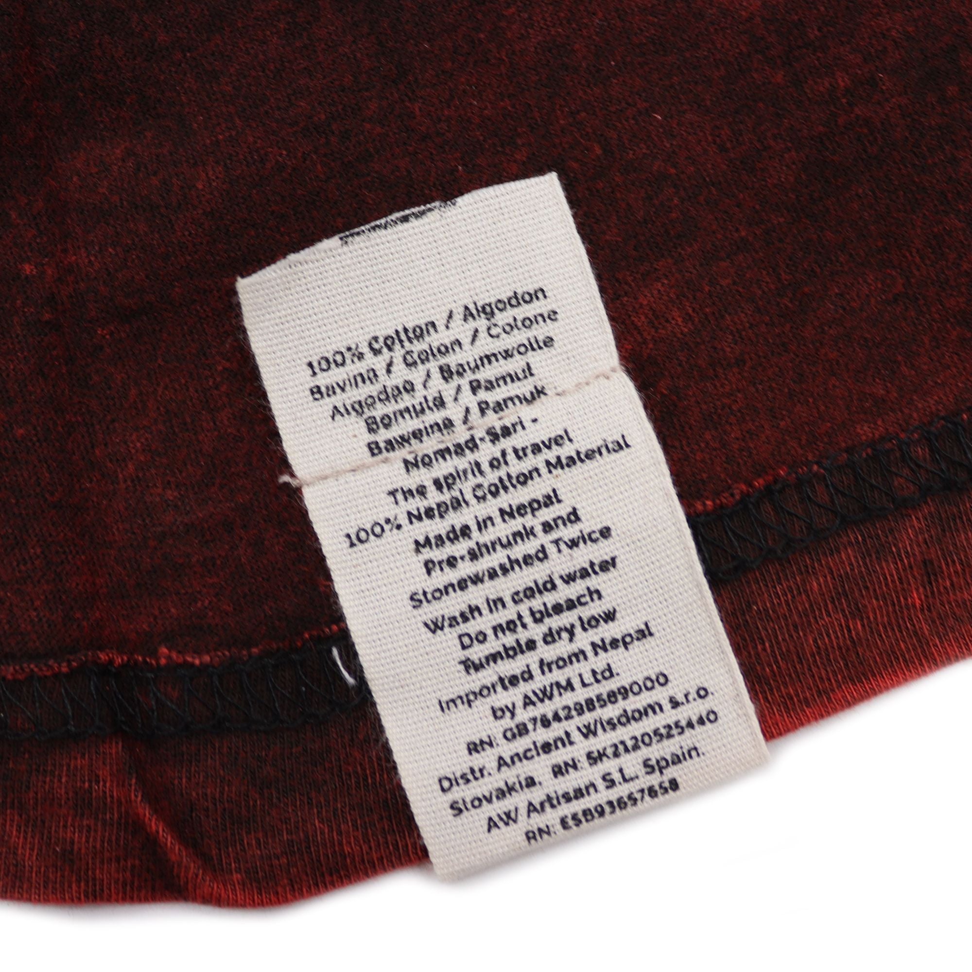 Nomad Sari Stonewashed Cotton T Shirt with Mandala Print Maroon