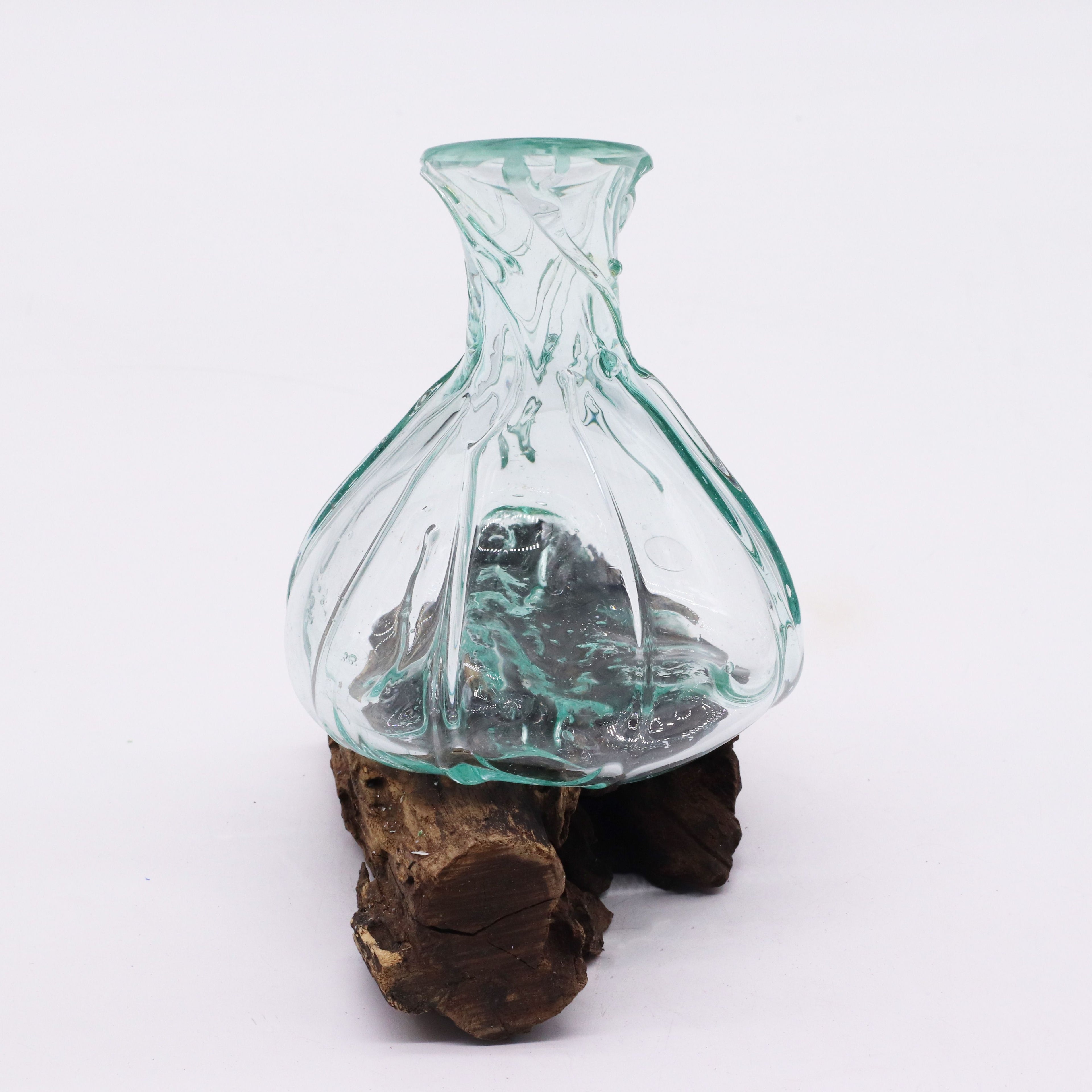 Molten Glass Fancy Mini Decanter on Wood for Stylish Serving
