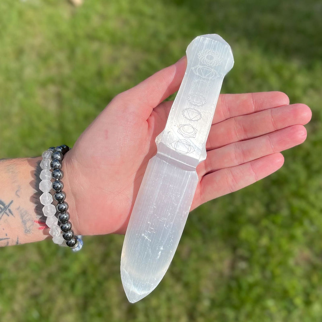Selenite Ritual Knife for Chakra Cleansing and Energy Work Tool