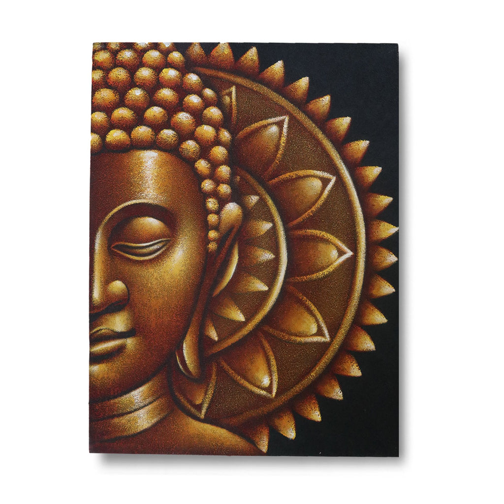 Gold Half Buddha Mandala Painting 60x80cm for Elegant Home Decor