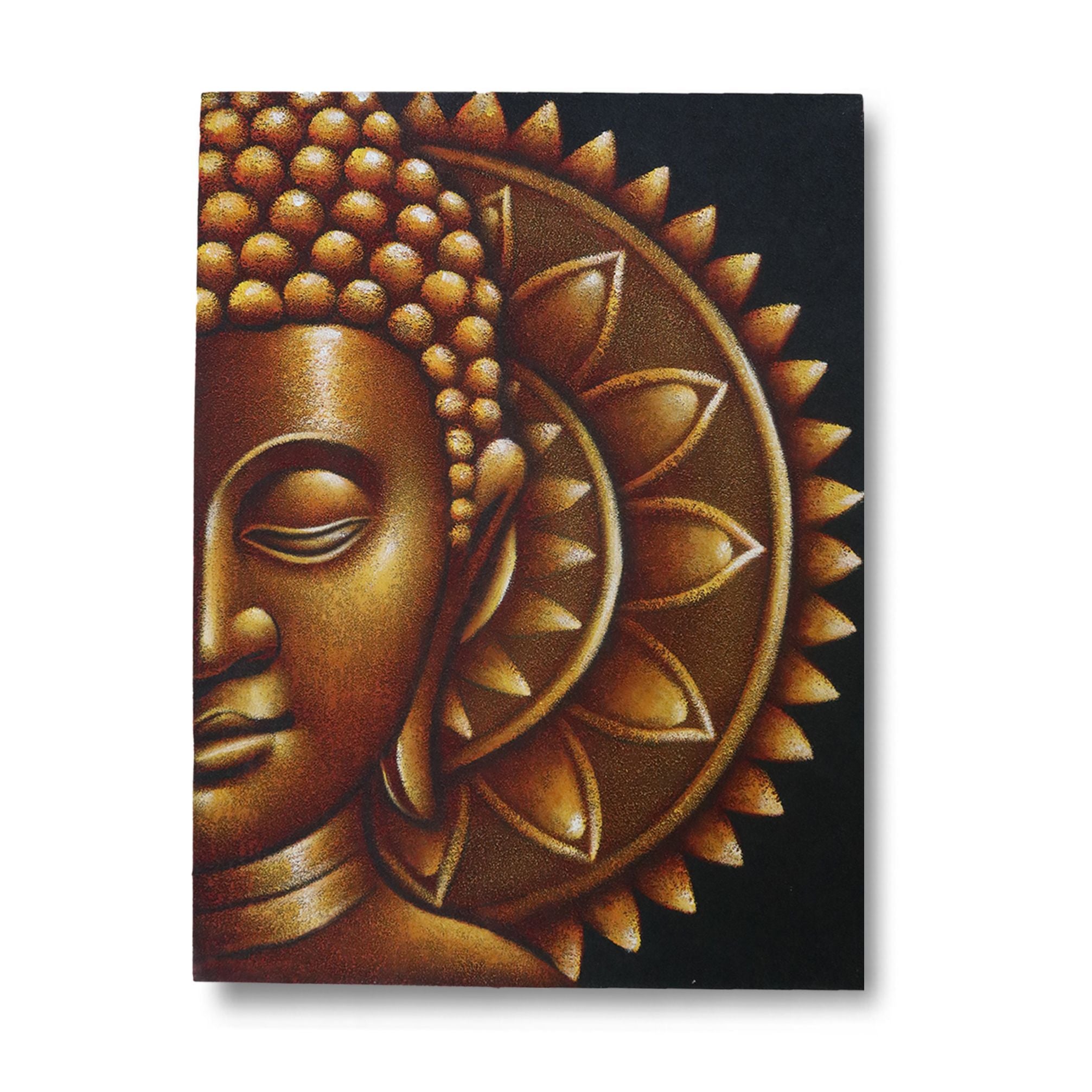 Gold Half Buddha Mandala Painting 60x80cm for Elegant Home Decor