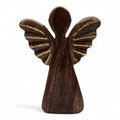 Large Mango Wood Angel with Gold Wings for Home Display Decor