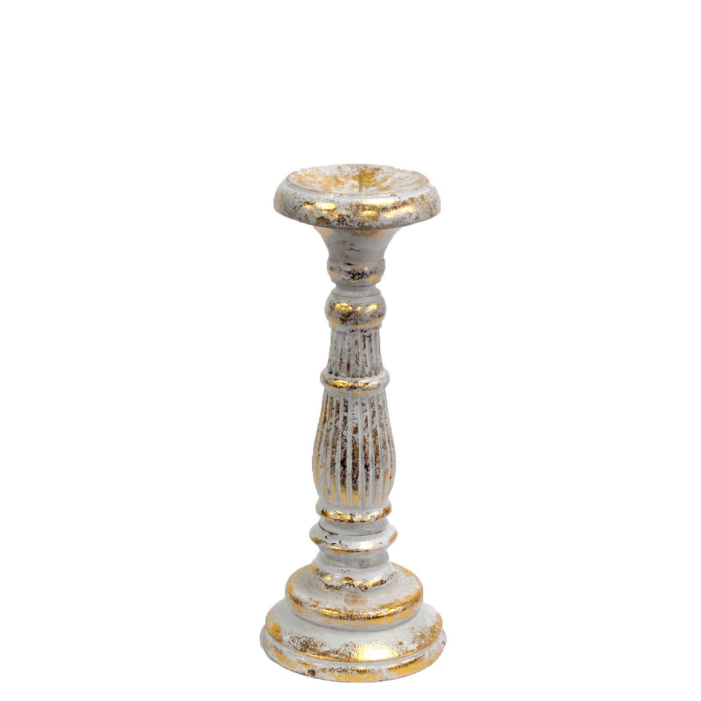 Small White Gold Candle Stand for Vintage Home Decor Display