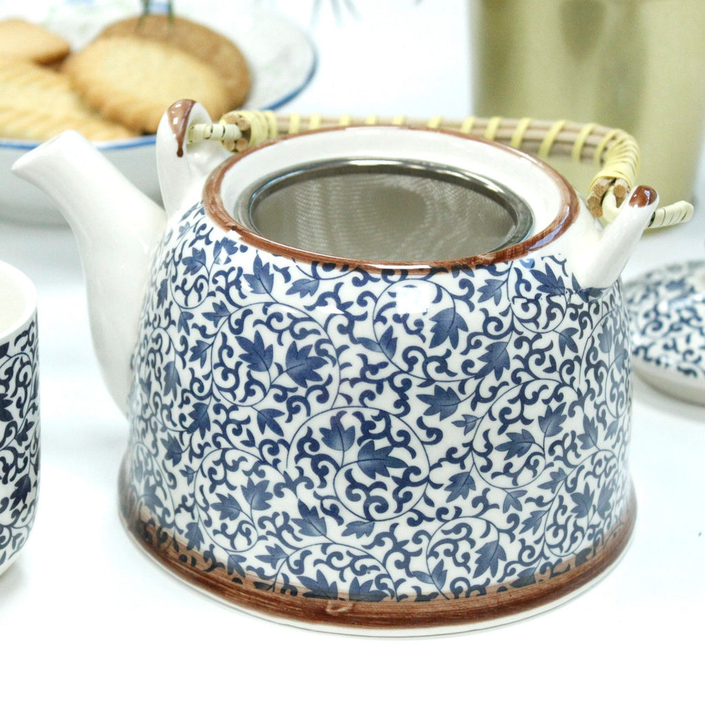 Herbal Teapot Set with Blue Pattern for Tea Lovers and Gifting