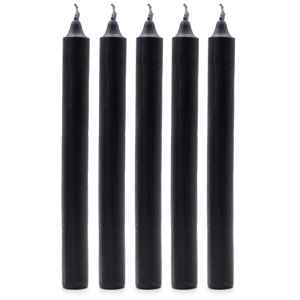 Solid Colour Dinner Candle Set of 21 Rustic Black Candles