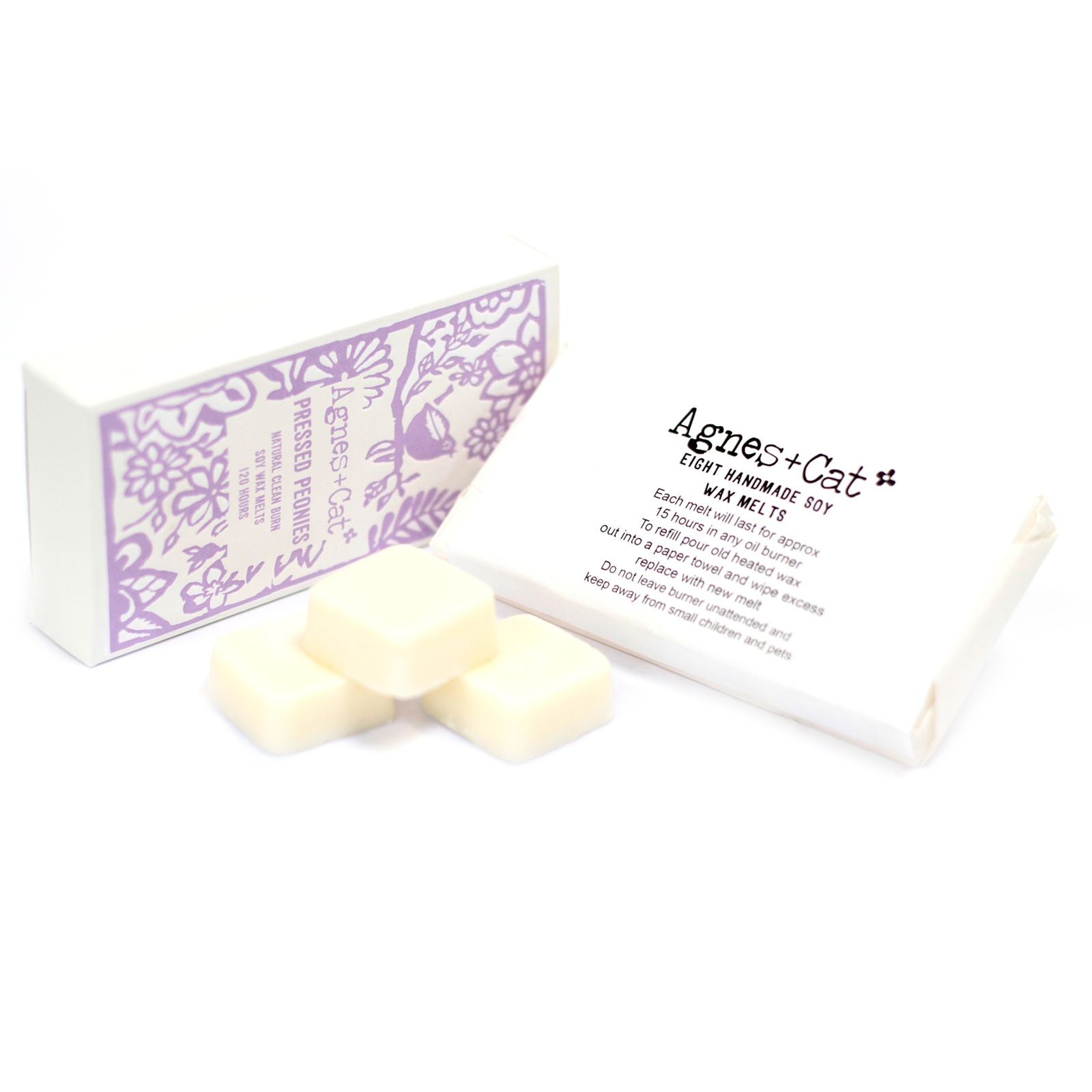 Agnes + Cat Box of 8 Wax Melts Pressed Peonies Scented Melts