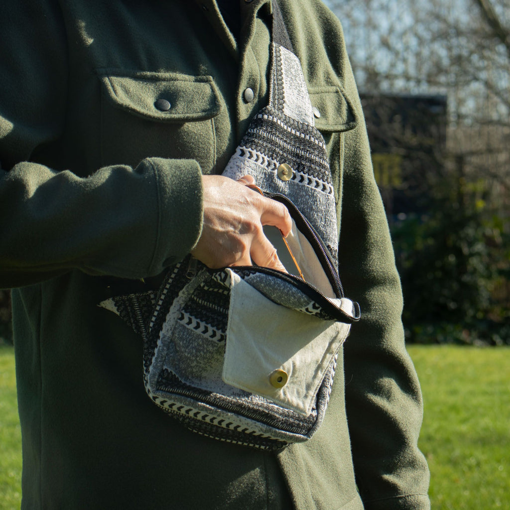 Nomad Sari Jacquard Natural Cross Bag with Urban Caravan Design