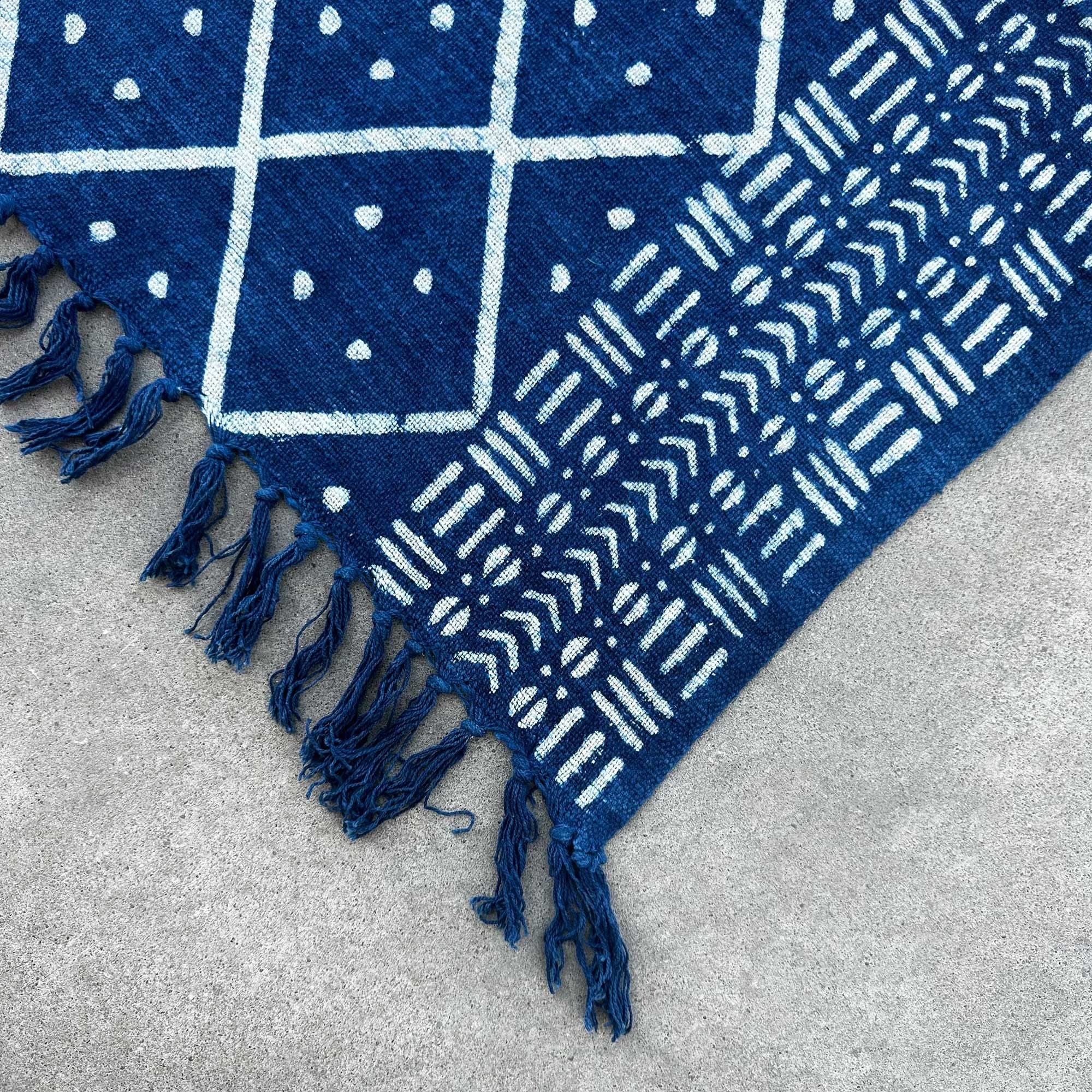 Handmade Indigo Throw Midnight Heerak for Elegant Home Decor