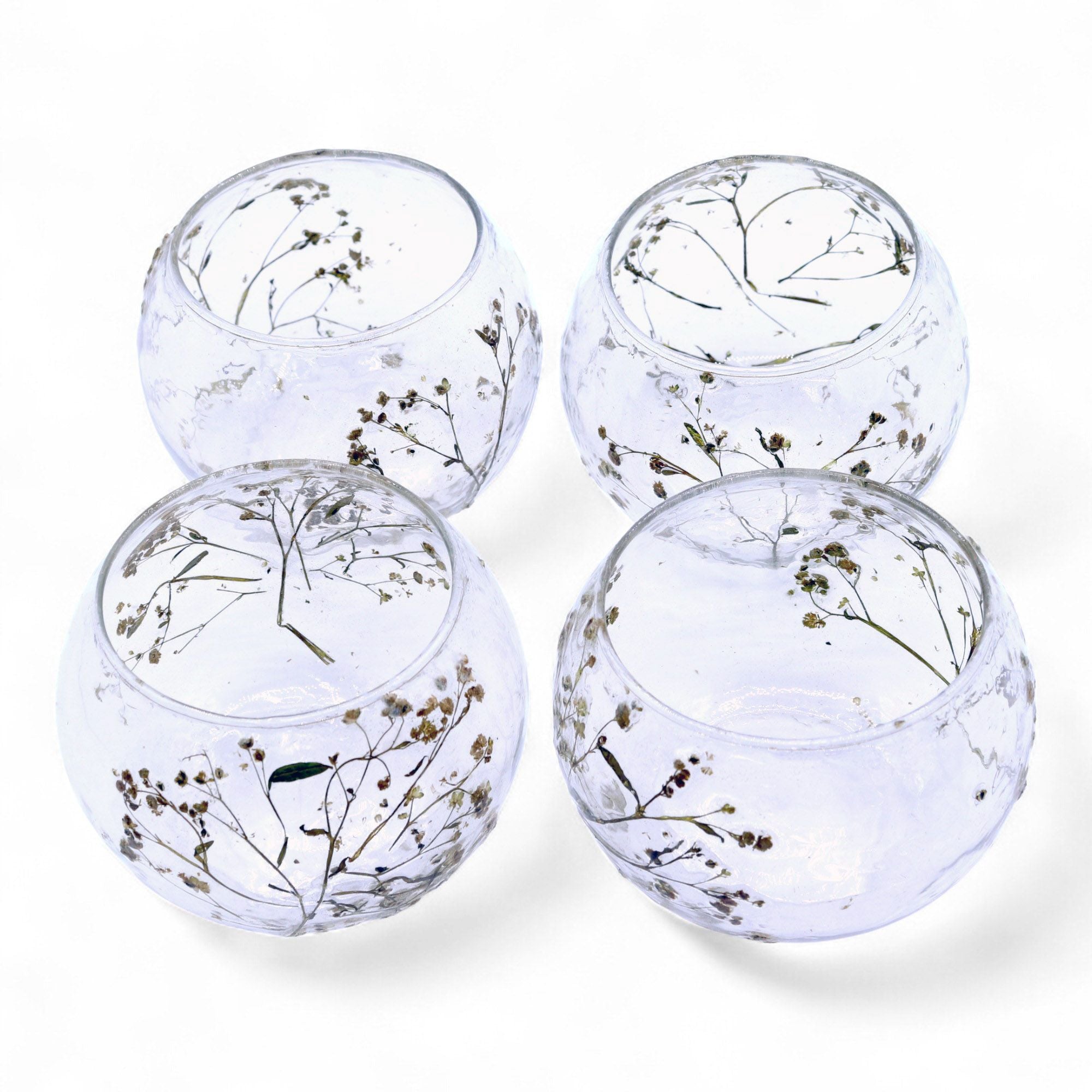 Natural Floral Glass Candle Holder Bowl Margarita with Unique Design