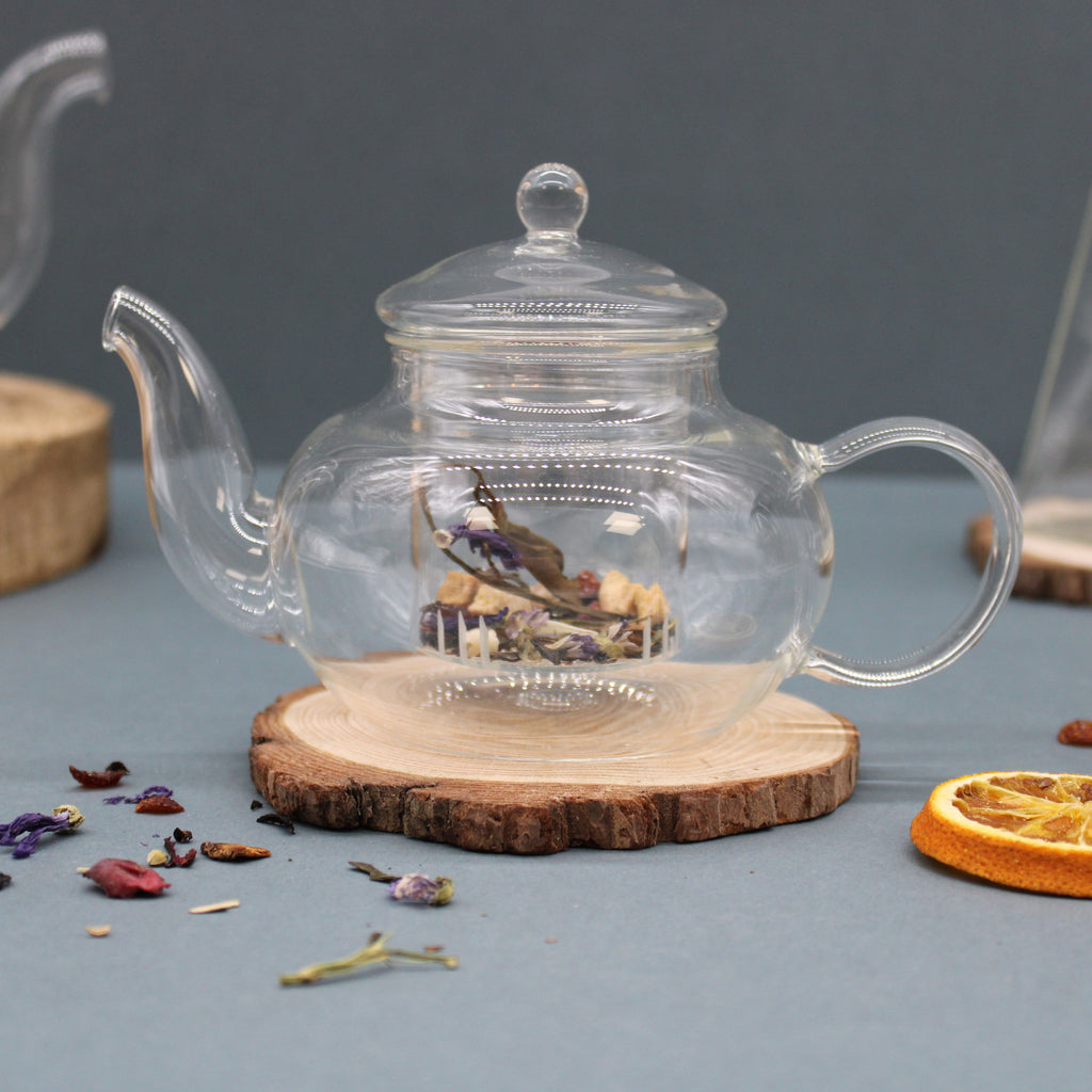 Glass Infuser Teapot Round Pearl 400ml with Gift Box