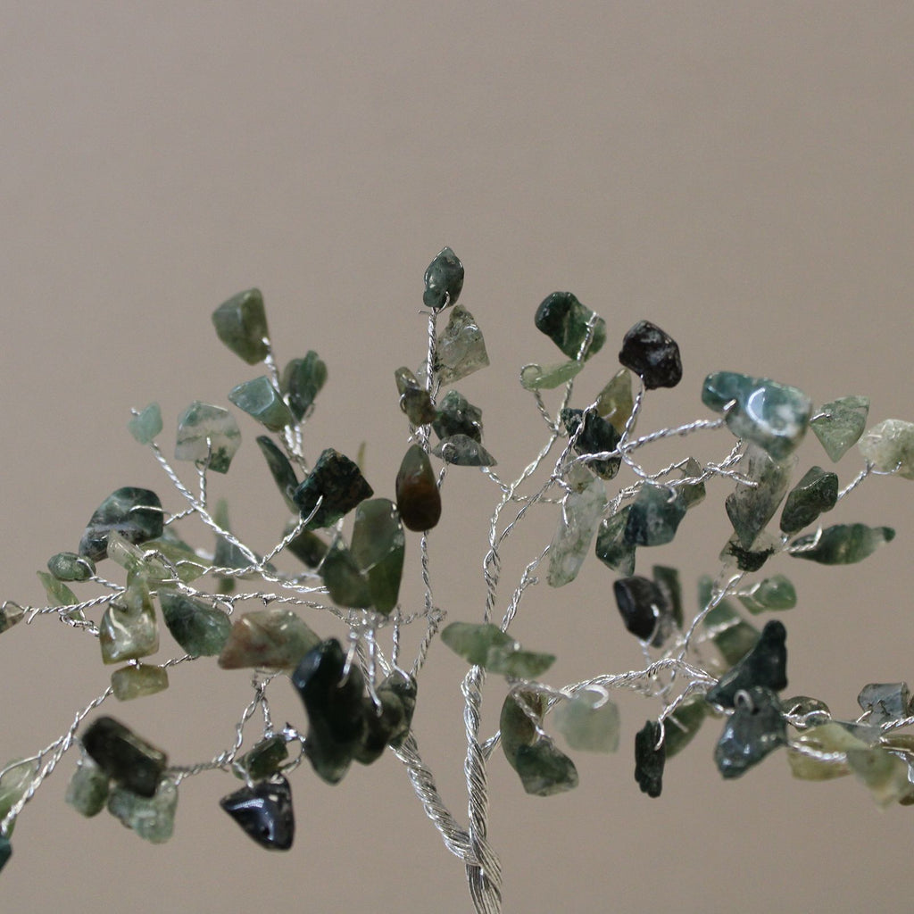 Moss Agate Gemstone Tree with Orgonite Base for Home Decor