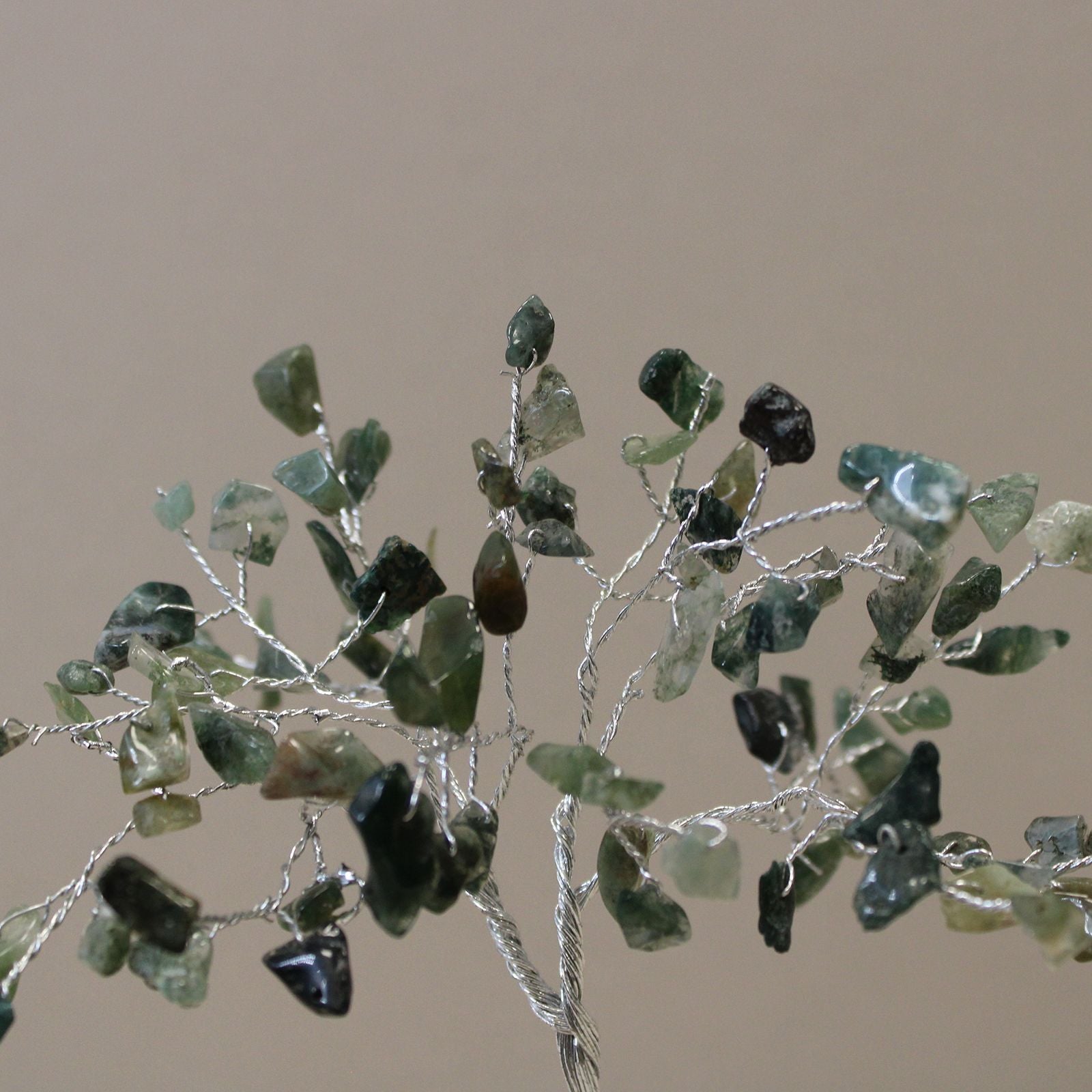 Moss Agate Gemstone Tree with Orgonite Base for Home Decor