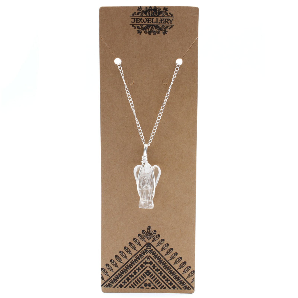 Gemstone Guardian Angel Pendant with Rock Quartz Design
