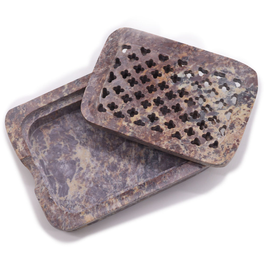 Classic Square Soapstone Soap Dish and Drainer for Bathrooms