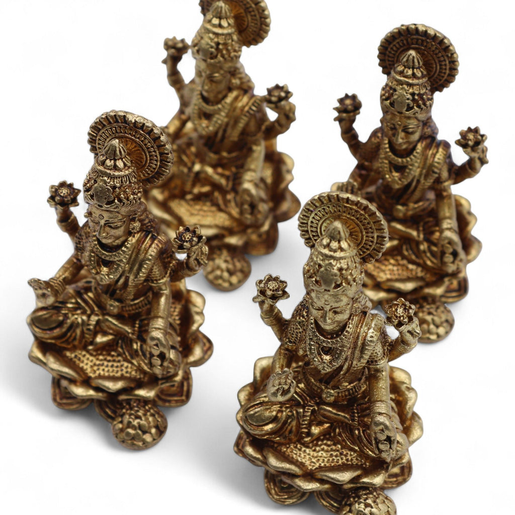 Brass Miniature Goddess Laxmi Statue for Prosperity and Abundance