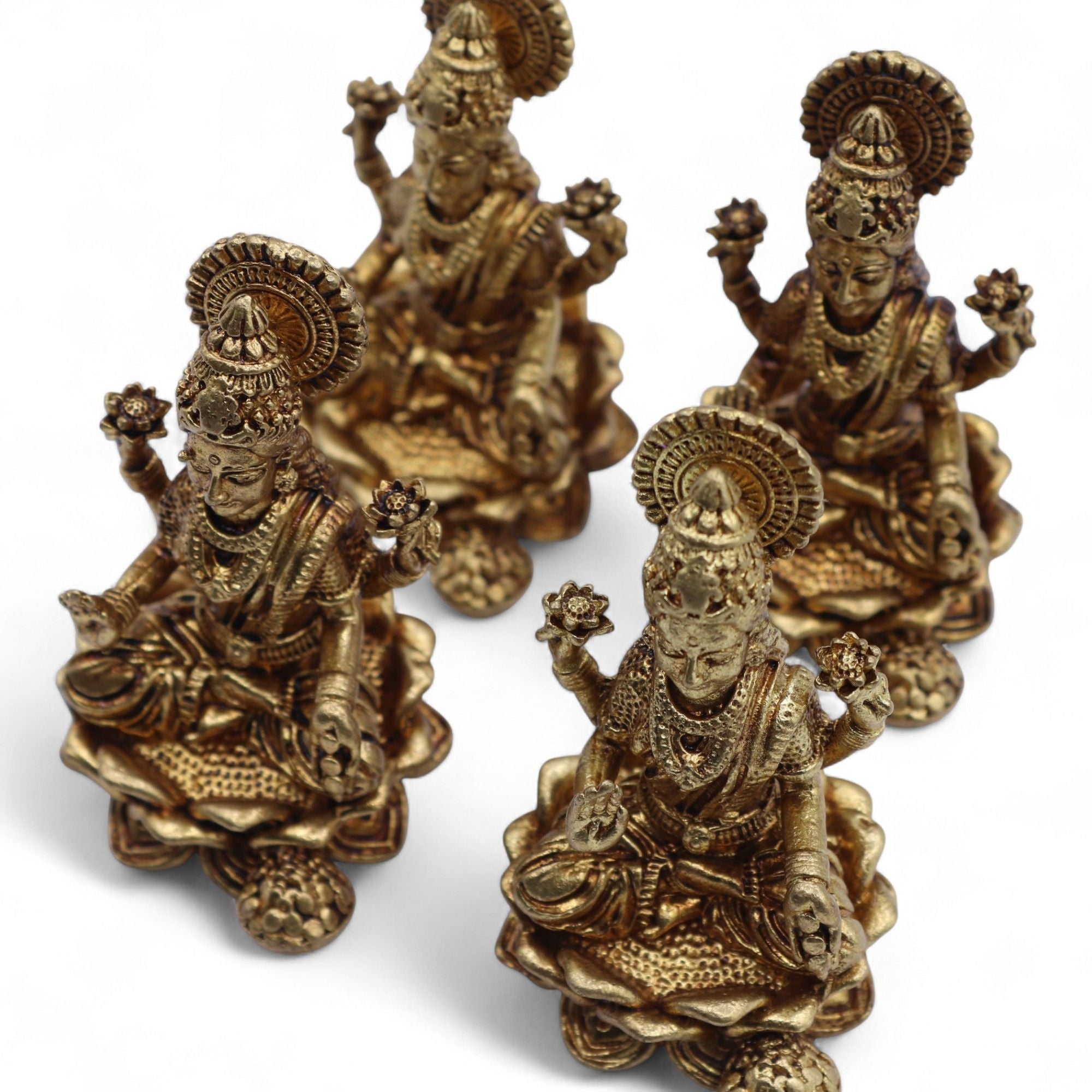 Brass Miniature Goddess Laxmi Statue for Prosperity and Abundance
