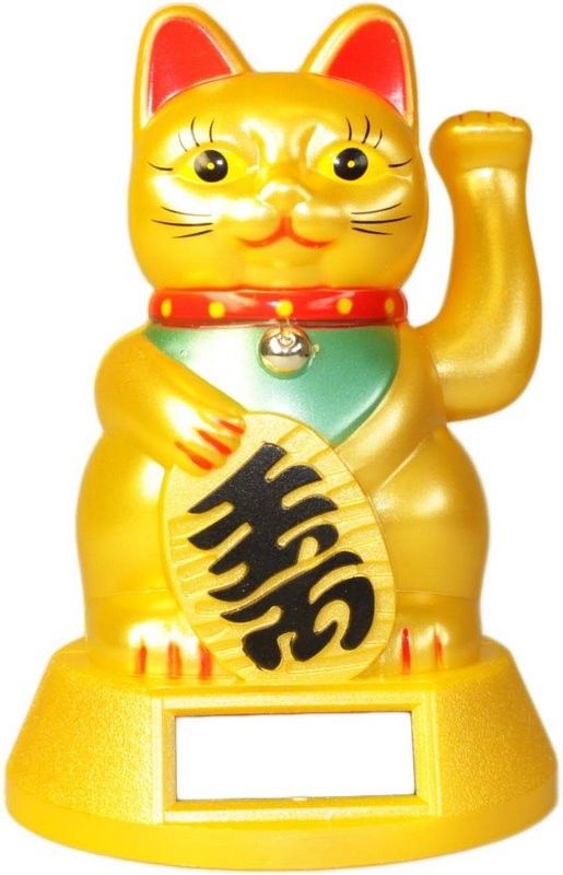 Solar Powered Money Cat for Attracting Wealth and Good Fortune