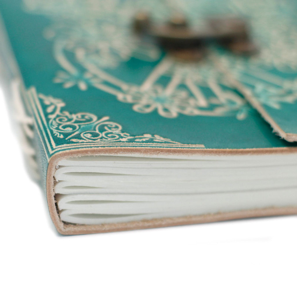 Leather Green Peace Notebook with Lock for Creative Writing