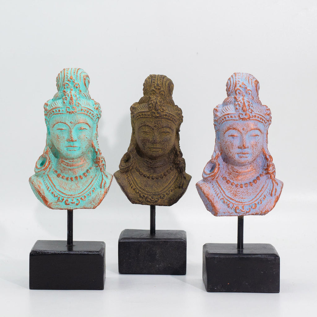 Lucky Java Princess on Stand Exquisite Green Copper Sculpture