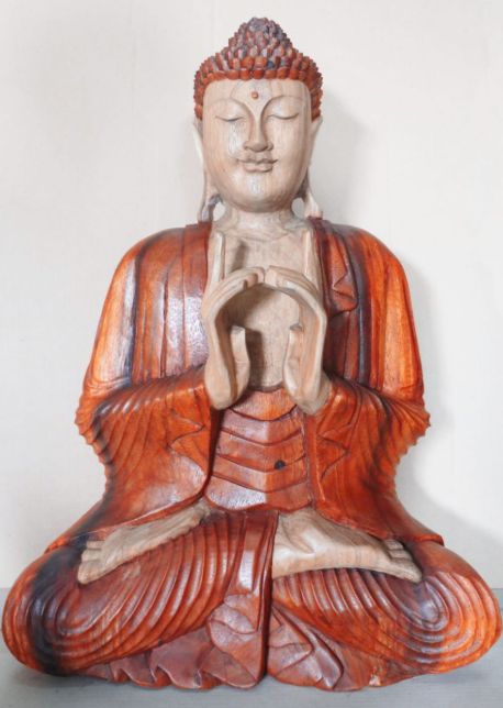 Hand Carved Buddha Statue 60cm Two Hands for Home Decor