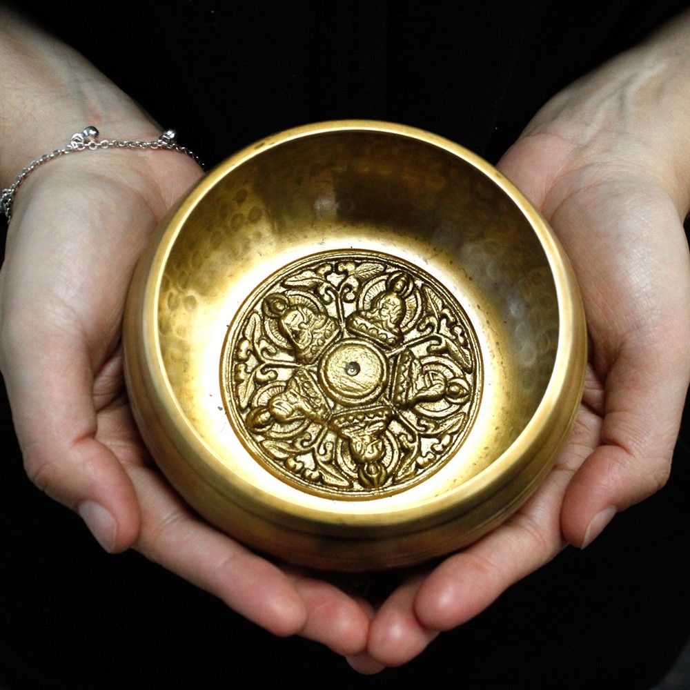 Five Buddha Singing Bowl Set 10cm with Cushion and Stick Gift Box