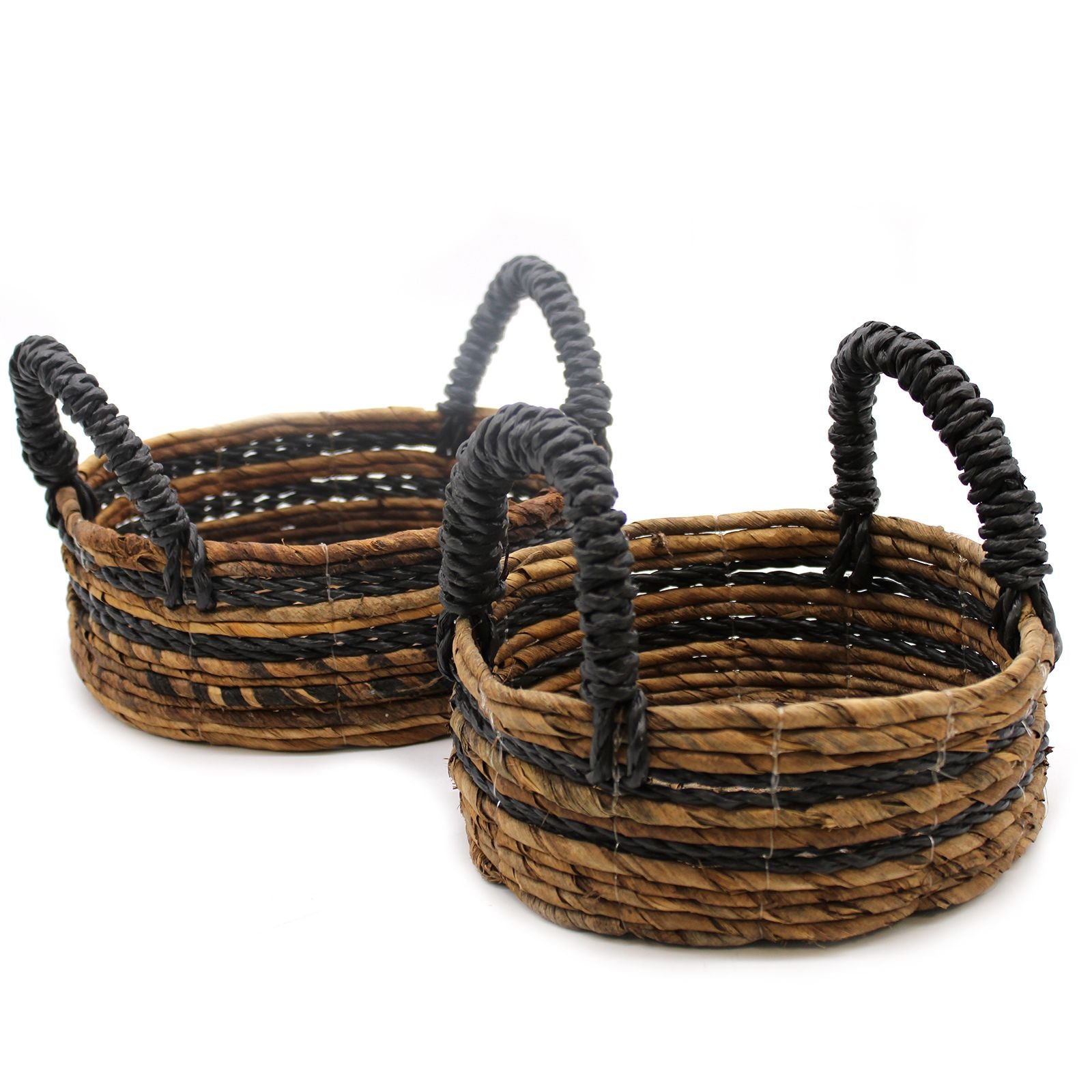 Banana Leaf & Hitam Raffia Basket Set of 2 for Home Organisation
