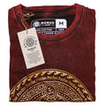 Nomad Sari Stonewashed Cotton T Shirt with Chakra Design in Maroon