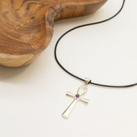 Indian Devotional Pendant - Silver Plated (45cm Cord)- Ankh Symbol of Eternal Life