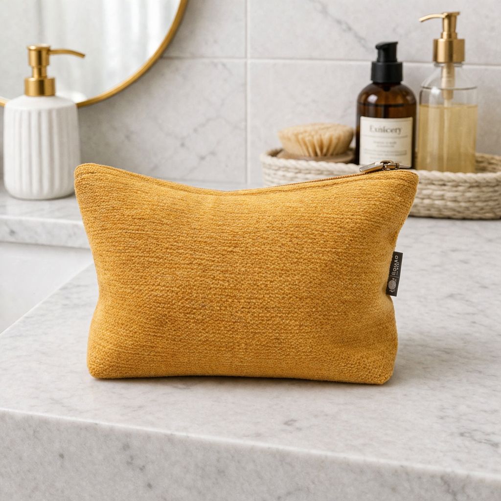 Nomad Sari Indian Jacquard Toiletry Bag in Marigold Loom Design