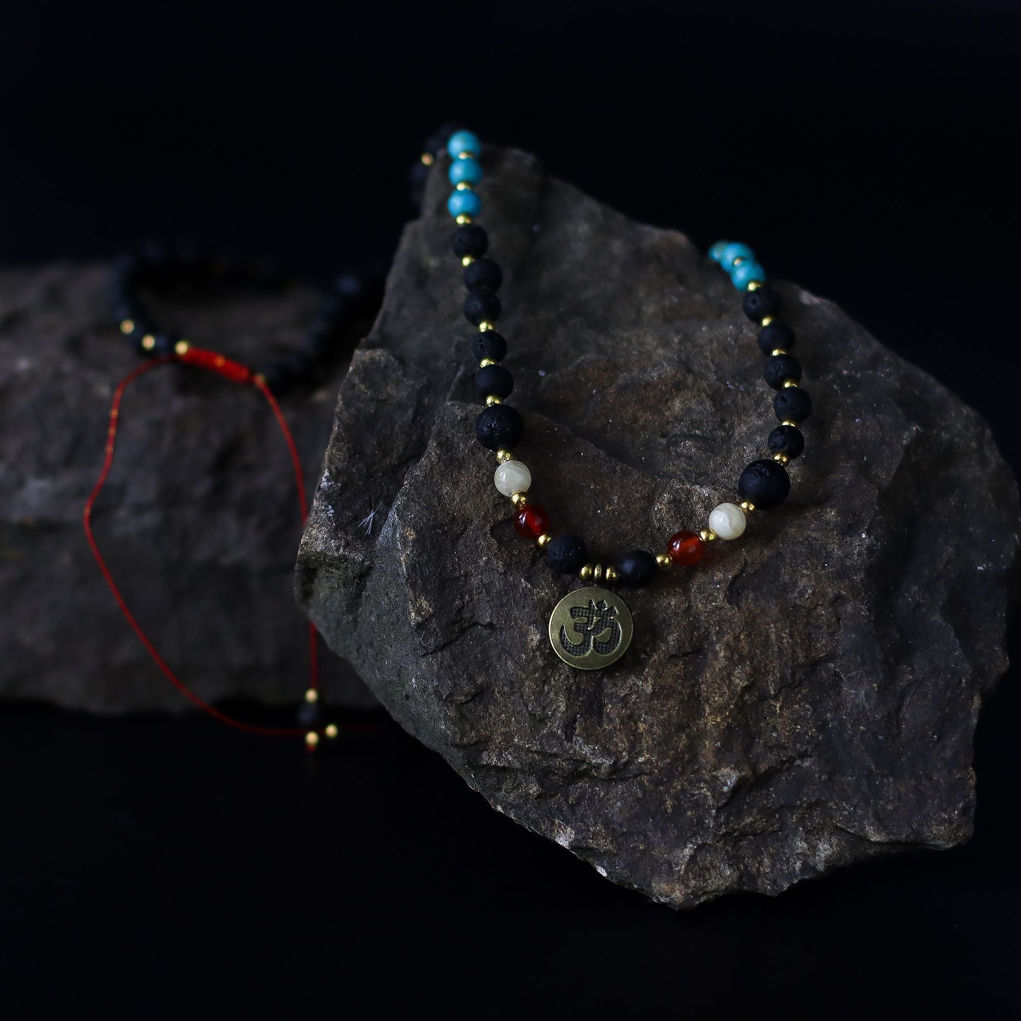 Essence of the Volcano Necklace with Om Pendant and Beads