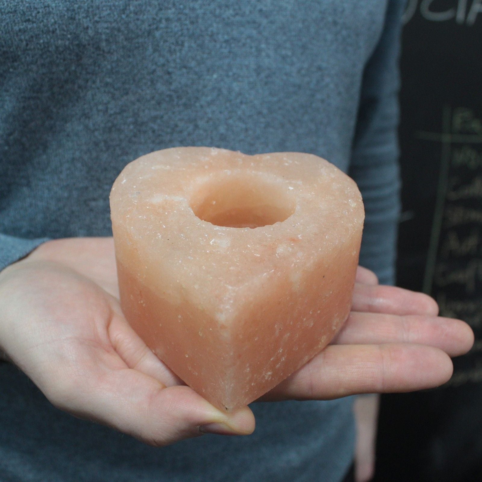 Unique Medium Heart Shaped Salt Candle Holder for Home Décor