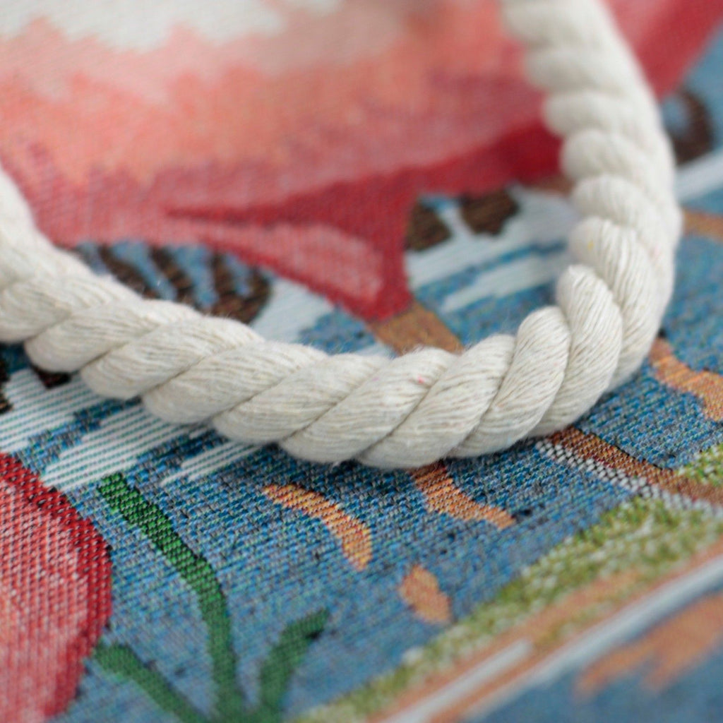 Pink Flamingo Rope Handle Bag for Stylish Beach Days and Travel Fun