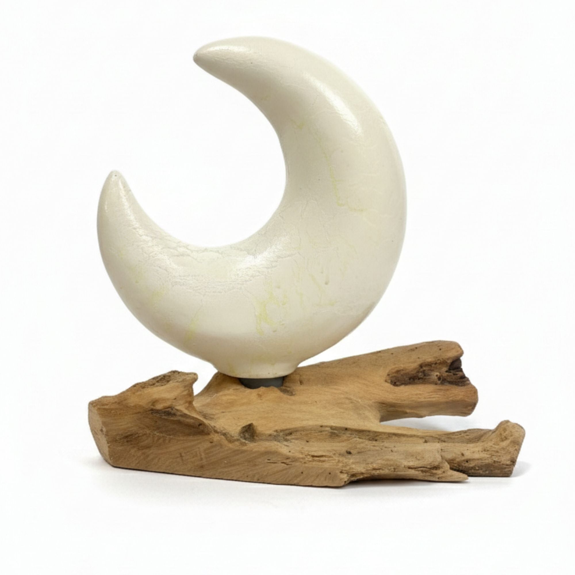 DriftGlow Lamp with Crackle Half Moon Shade in Grey Design