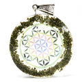 Orgonite Power Pendant Greenstone Mandala with Intricate Design
